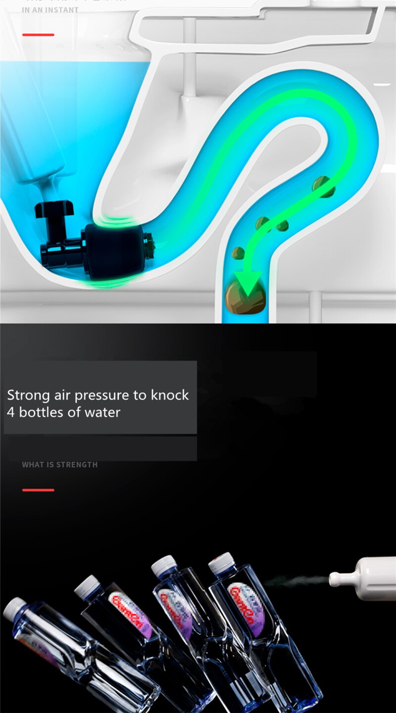 Toilet Dredge Sewer Household Artifact WC Pipeline Blockage Tool Suction High Pressure Pneumatic One Shot