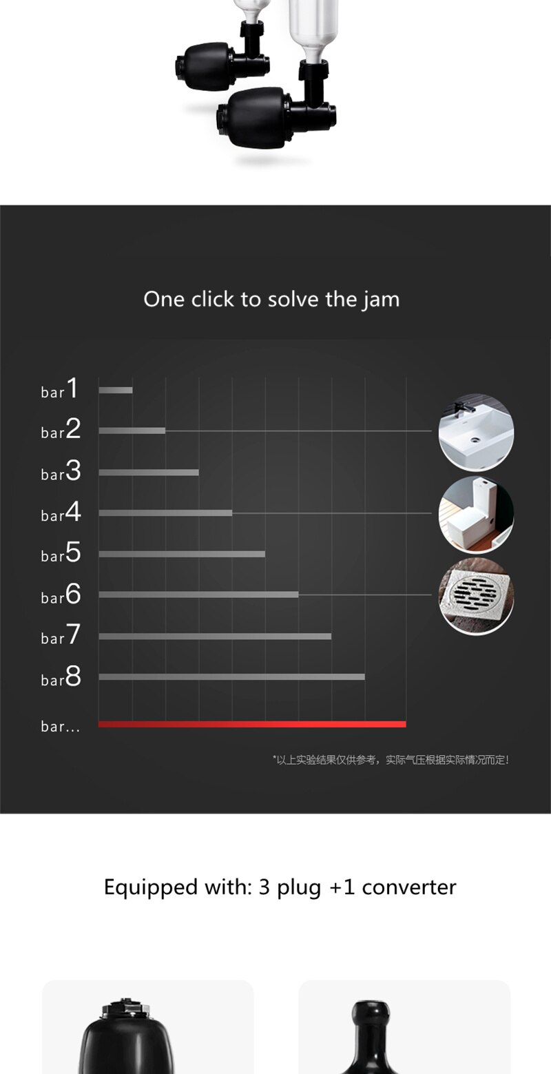 Toilet Dredge Sewer Household Artifact WC Pipeline Blockage Tool Suction High Pressure Pneumatic One Shot