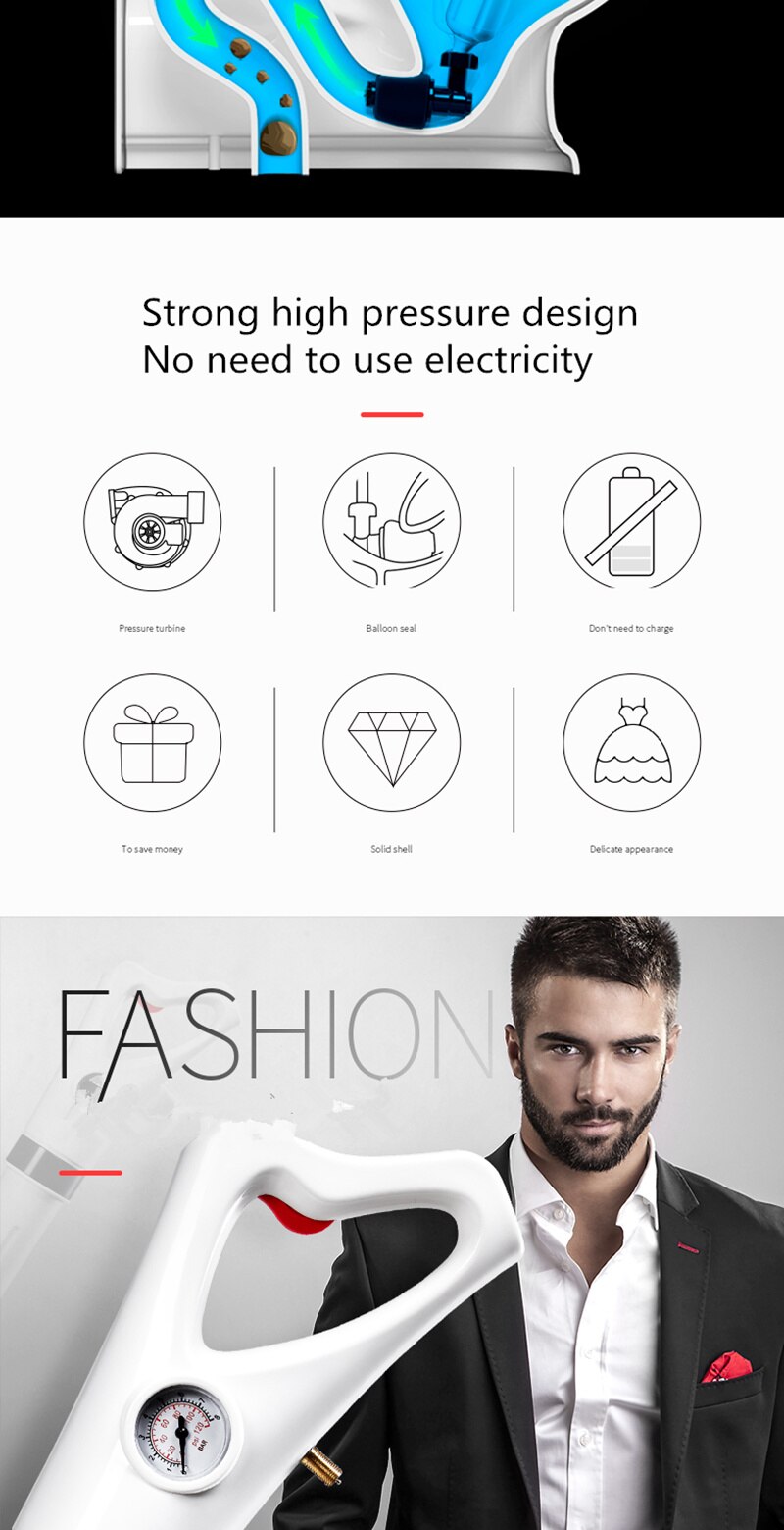 Toilet Dredge Sewer Household Artifact WC Pipeline Blockage Tool Suction High Pressure Pneumatic One Shot